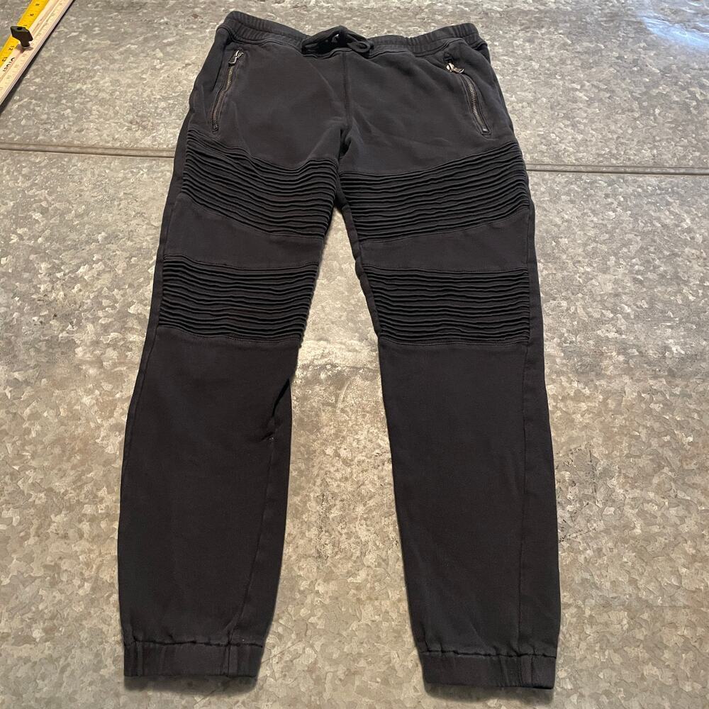 Hudson Avery Moto Sweaterpant Medium Black Jogger Sweatpants Cotton Athleisure